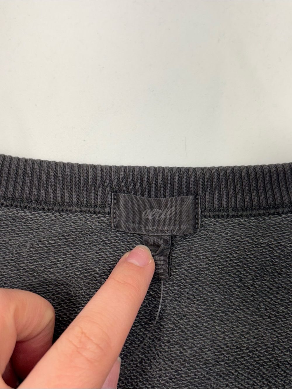 Aerie Seams Right Gray Short Puff Sleeve Crewneck Sweatshirt Top NWT M Lounge - Picture 5 of 8